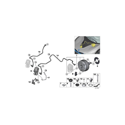 Genuine BMW 34336859075 I15 Vacuum Pipe With Non-Return Valve (Inc. i8) | ML Performance UK Car Parts