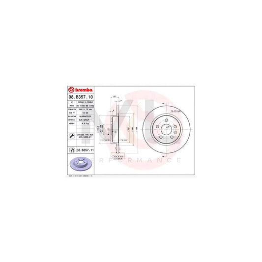 BREMBO 08.B357.10 Brake Disc Solid, with bolts/screws | ML Performance Car Parts