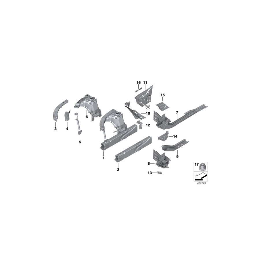 Genuine BMW 41007488030 G20 G21 Reinforcement, Side Frame, Right (Inc. 330e, 330d & M340iX) | ML Performance UK