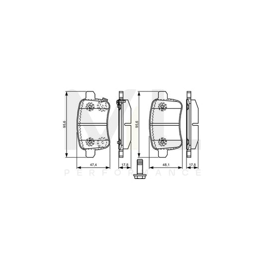 Bosch 0986Tb3200 Brake Pad Set For Fiat 500L (351, 352) With Acoustic Wear Warning, With Bolts  | ML Performance Car Parts