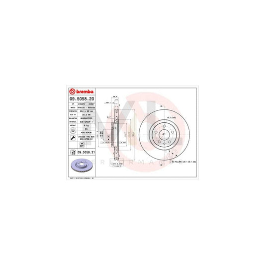 BREMBO 09.5058.20 Brake Disc Internally Vented, with bolts/screws | ML Performance Car Parts