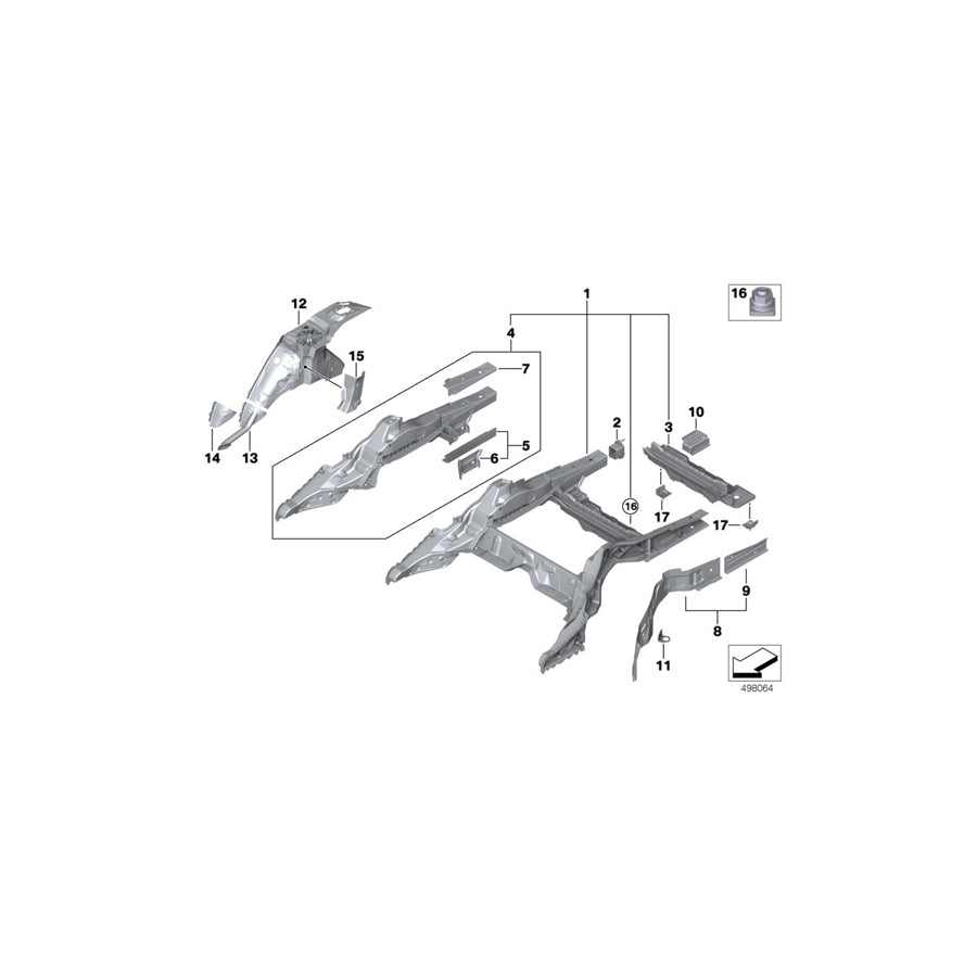 Genuine BMW 41007431634 G31 F90 G30 Extension, Side Member, Upper Right (Inc. 518d, 525d & 540i) | ML Performance UK