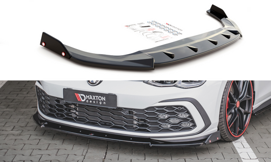 Maxton Design VW-GO-8-GTI-FD3T+FSF Front Splitter + Flaps V.3 Volkswagen Golf GTI / R-Line MK8 | ML Performance UK Car Parts