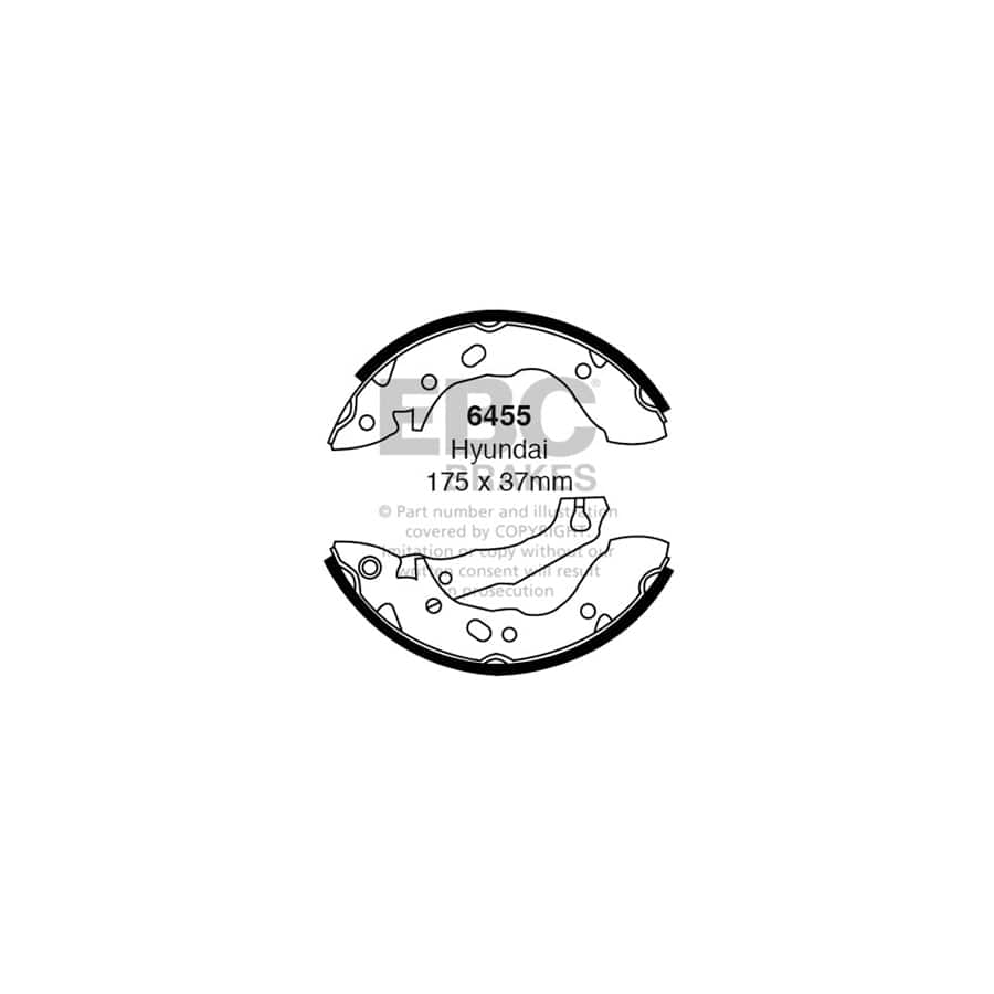 EBC 6455 Hyundai Rear Brake Shoes (Inc. Pony X2 & S Coupe) 1 | ML Performance UK Car Parts