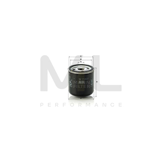 MANN-FILTER W 712/21 Oil Filter Spin-on Filter, with one anti-return valve | ML Performance Car Parts