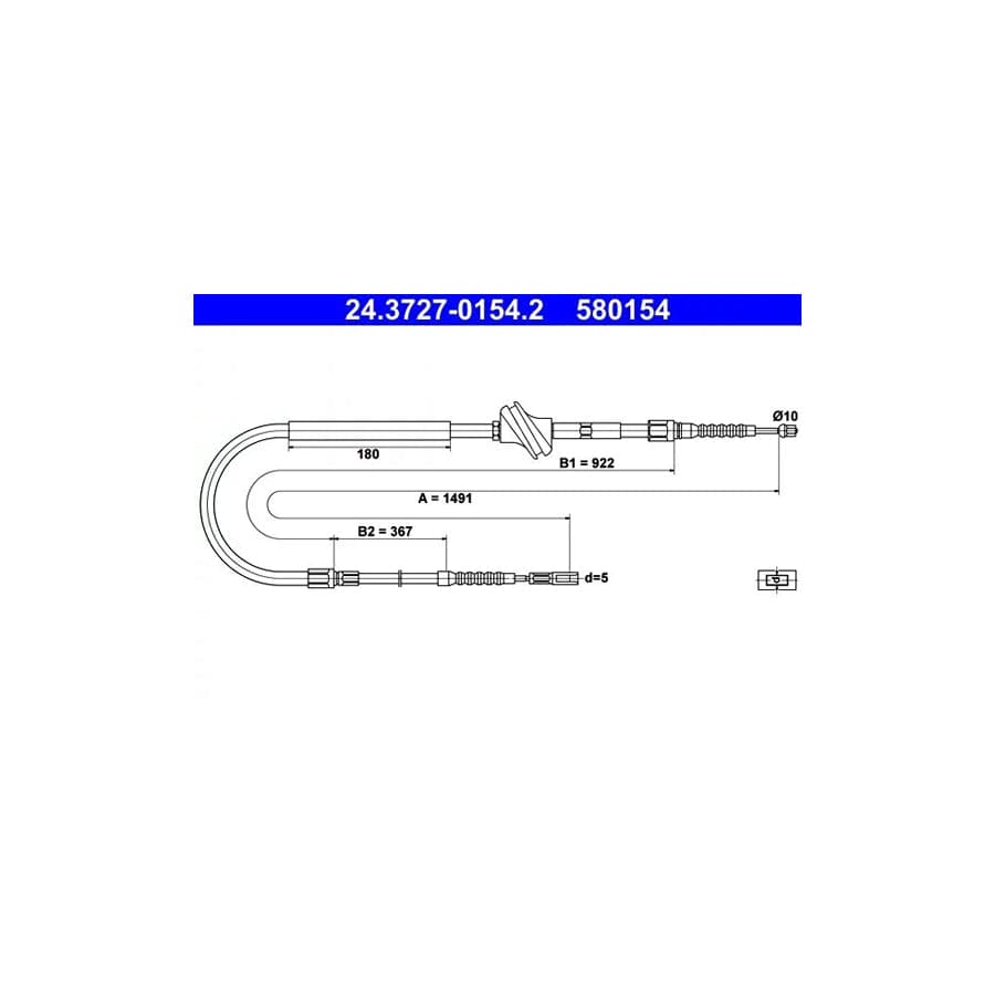 ATE 24.3727-0154.2 Hand Brake Cable