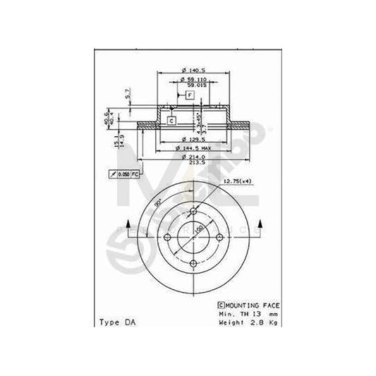 BREMBO 09.5919.20 Brake Disc for NISSAN Micra I Hatchback (K10) Internally Vented | ML Performance Car Parts