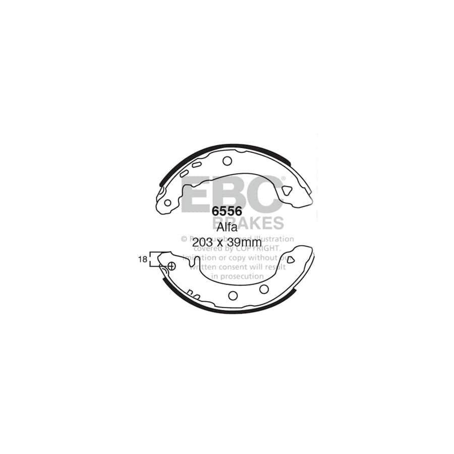 EBC 6556 Alfa Romeo Rear Brake Shoes - Girling/TRW/ATE Caliper (Inc. 33 & Sprint) 1 | ML Performance UK Car Parts