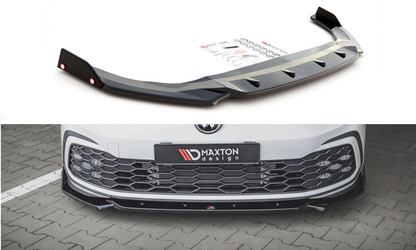 Maxton Design VW-GO-8-GTI-FD2T+FSF Front Splitter + Flaps V.2 Volkswagen Golf GTI / R-Line MK8 | ML Performance UK Car Parts