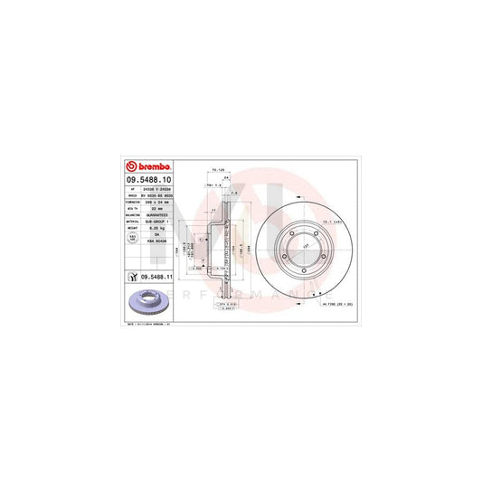 BREMBO COATED DISC LINE 09.5488.11 Brake Disc Internally Vented, Coated | ML Performance Car Parts