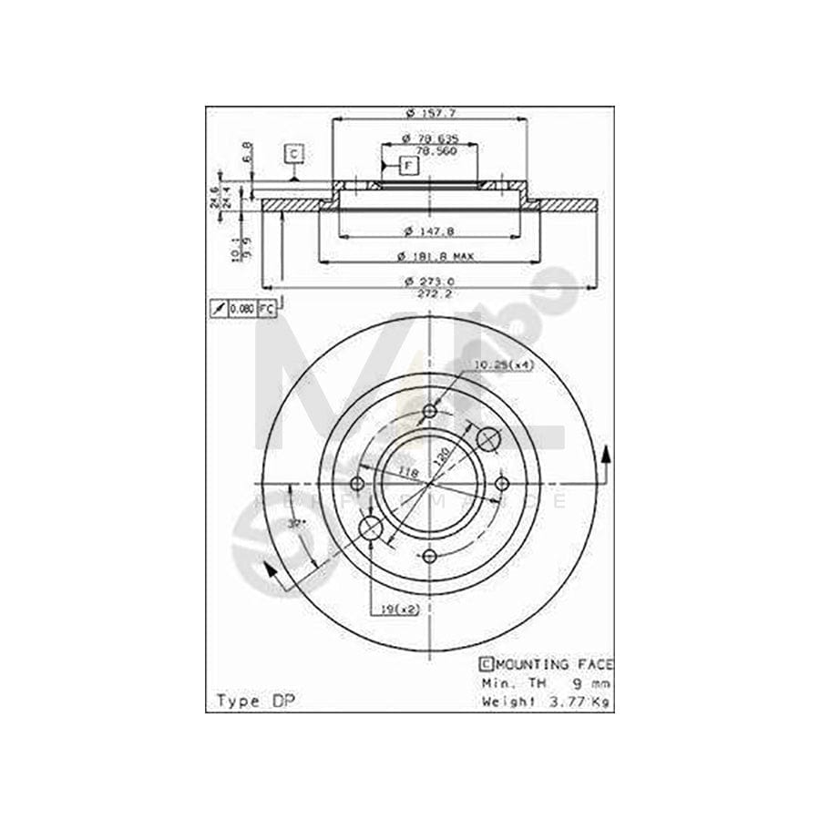 BREMBO 08.2467.10 Brake Disc for PEUGEOT 504 Saloon Solid | ML Performance Car Parts