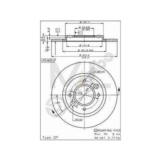 BREMBO 08.2467.10 Brake Disc for PEUGEOT 504 Saloon Solid | ML Performance Car Parts