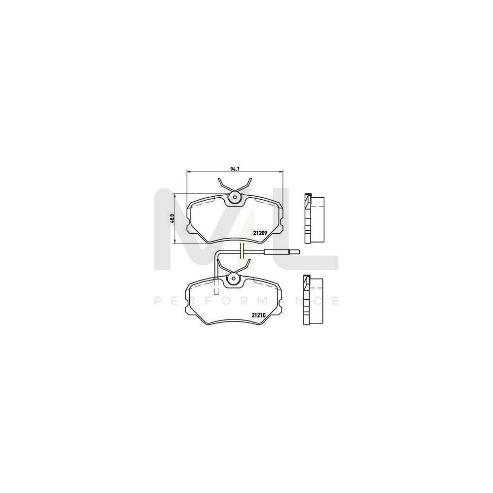 Brembo P 61 035 Brake Pad Set For Peugeot 405 With Brake Caliper Screws | ML Performance Car Parts