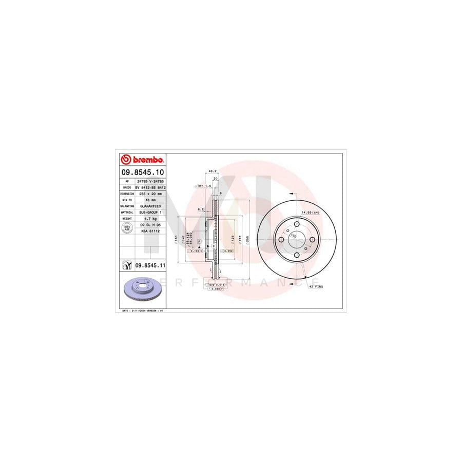 BREMBO 09.8545.10 Brake Disc Internally Vented | ML Performance Car Parts