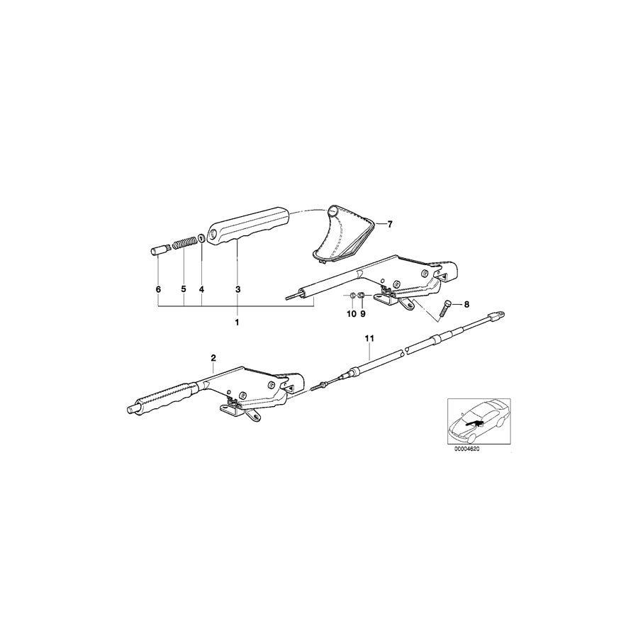 Genuine BMW 34401166054 E36 Hand Brake Bowden Cable (Inc. Z3) | ML Performance UK Car Parts