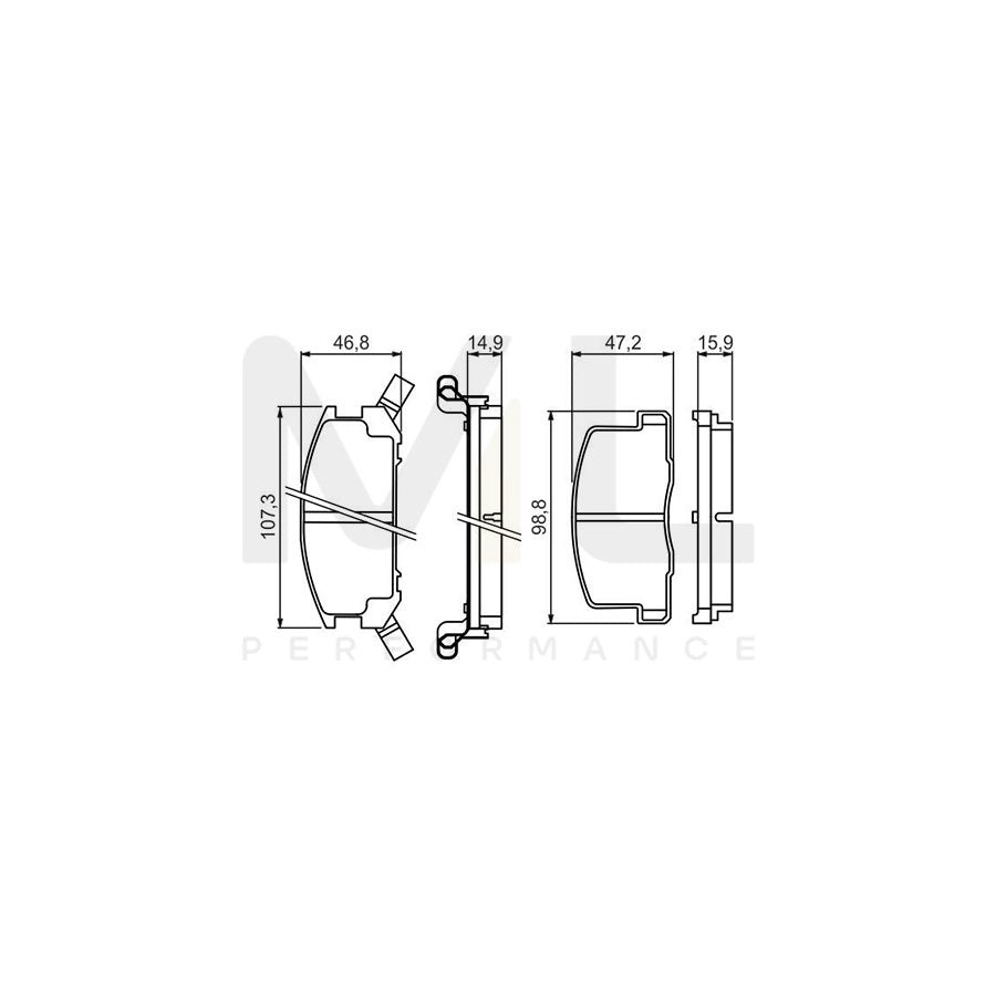 Bosch 0986494412 Brake Pad Set For Toyota Mr 2 With Acoustic Wear Warning BP1334 | ML Performance Car Parts