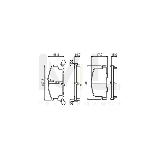 Bosch 0986494412 Brake Pad Set For Toyota Mr 2 With Acoustic Wear Warning BP1334 | ML Performance Car Parts