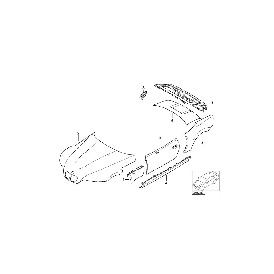 Genuine BMW 41350307019 E36 Side Panel, Rear, Right, Narrow (Inc. Z3 1.9) | ML Performance UK