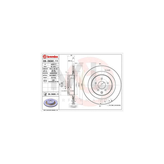 BREMBO 09.D690.11 Brake Disc Internally Vented, Coated | ML Performance Car Parts