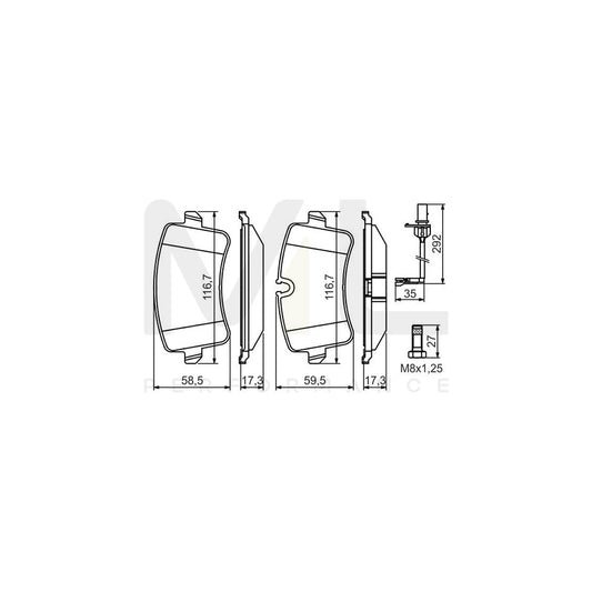 Bosch 0986494446 Brake Pad Set For Audi A8 D4 (4H2, 4H8, 4Hc, 4Hl) Incl. Wear Warning Contact, With Anti-Squeak Plate, With Bolts/Screws, With Mounting Manual BP1368 | ML Performance Car Parts