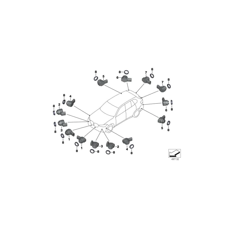 Genuine BMW 66209472128 G07 G05 G06 Ultrasonic Sensor, Terra Brown WC1L (Inc. X5 40i, X7 30dX & X6 40i) | ML Performance UK Car Parts