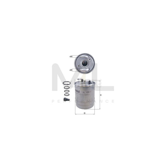 MAHLE ORIGINAL KL 490/1D Fuel filter In-Line Filter, without filter heating | ML Performance Car Parts