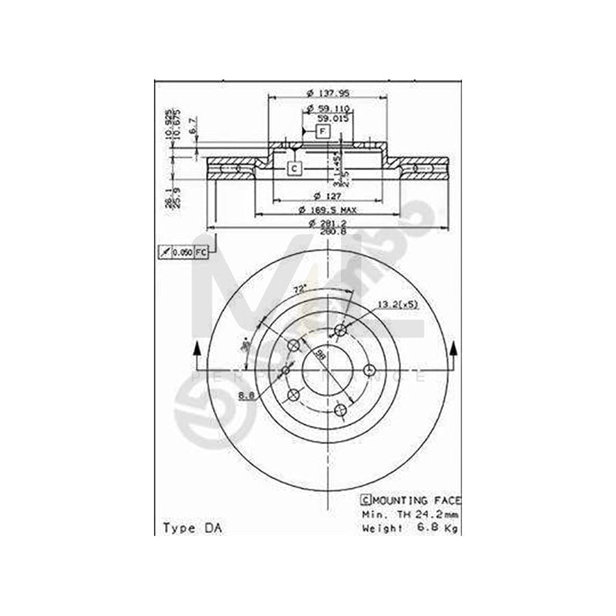BREMBO 09.5180.10 Brake Disc Internally Vented, with bolts/screws | ML Performance Car Parts