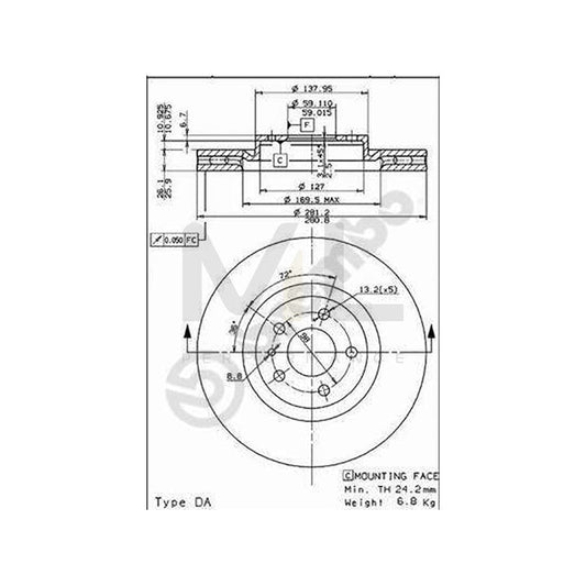 BREMBO 09.5180.10 Brake Disc Internally Vented, with bolts/screws | ML Performance Car Parts