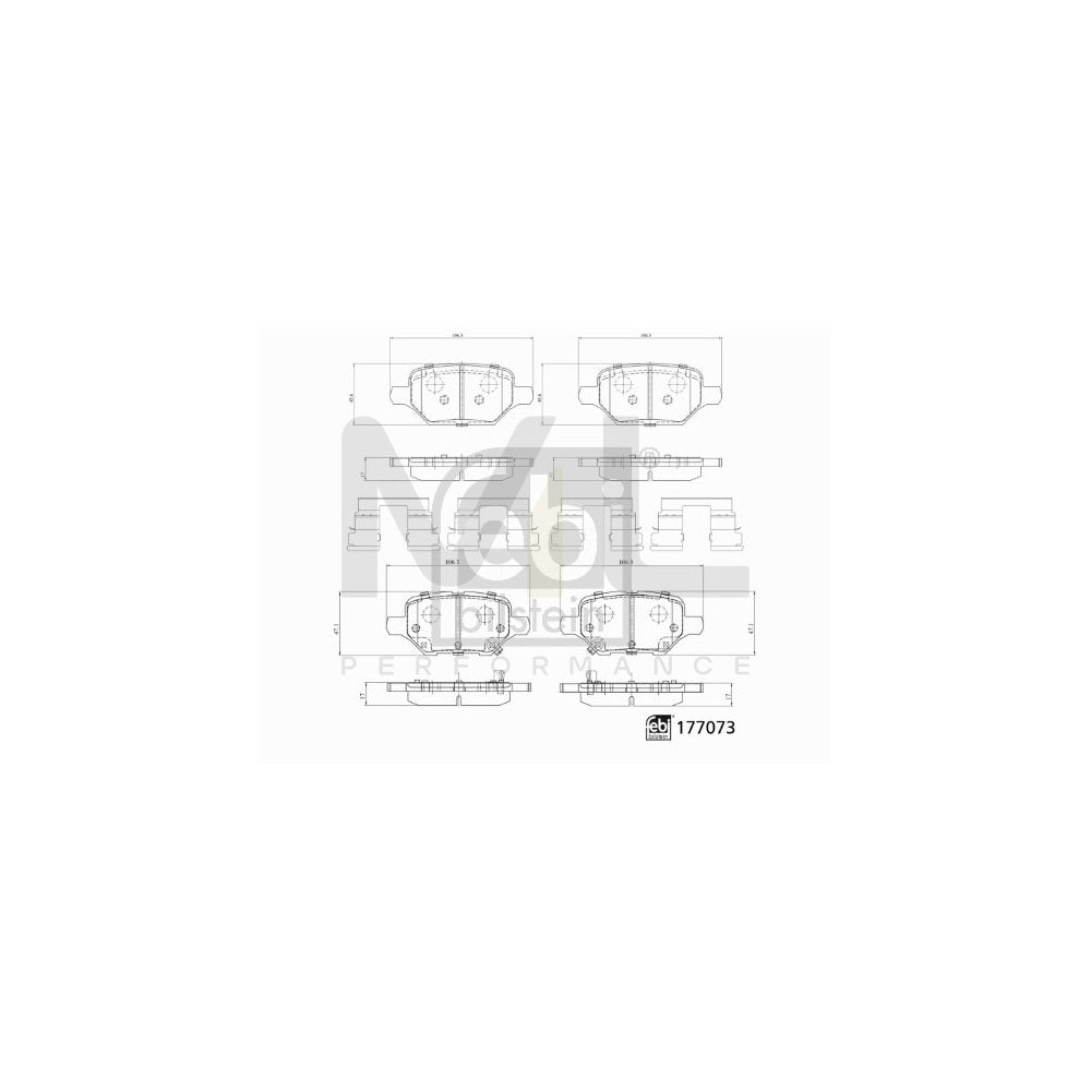 Febi Bilstein 177073 Brake Pad Set Rear Axle, With Acoustic Wear Warning, With Staples | ML Performance Car Parts