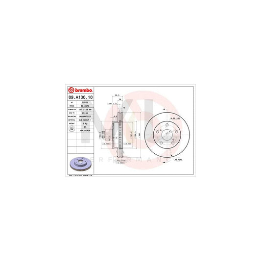 BREMBO 09.A130.10 Brake Disc Internally Vented | ML Performance Car Parts