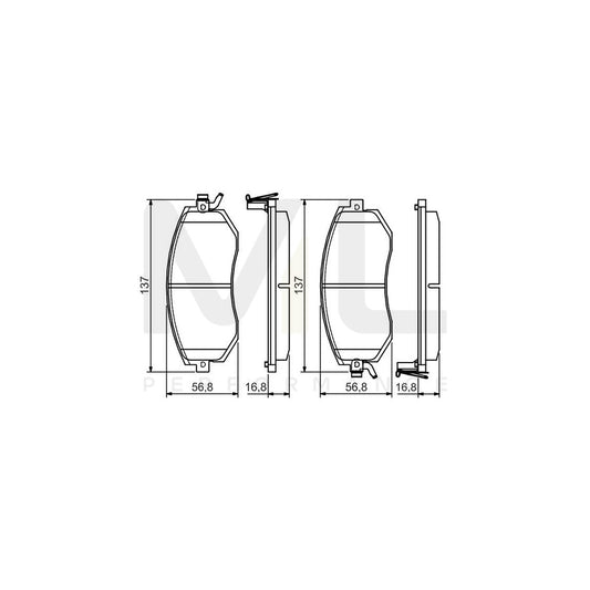 Bosch 0986495125 Brake Pad Set With Acoustic Wear Warning, With Mounting Manual BP1523 | ML Performance Car Parts