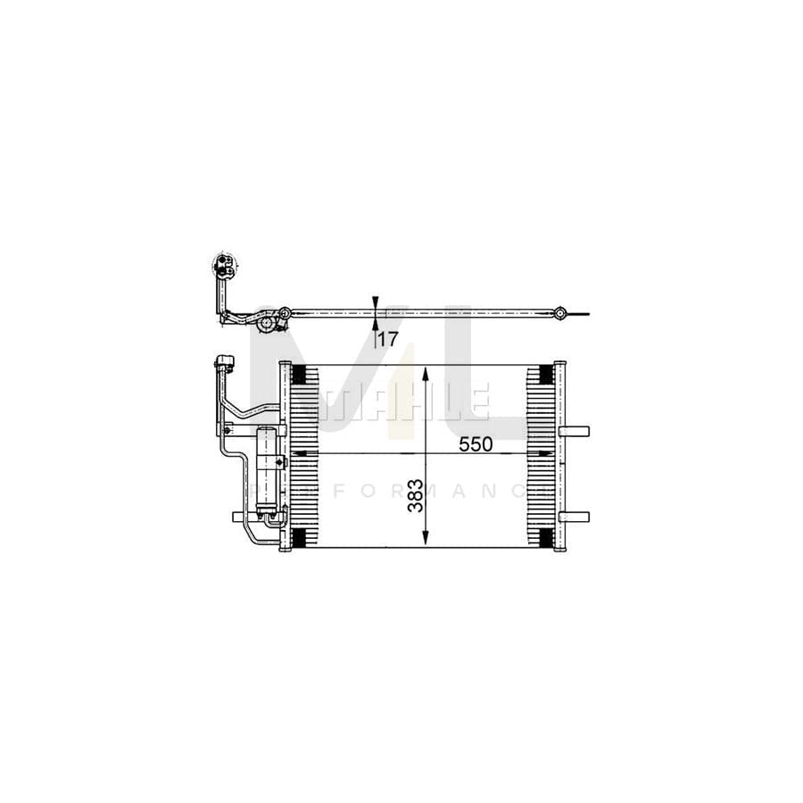 MAHLE ORIGINAL AC 386 000S Air conditioning condenser with dryer, with seal ring | ML Performance Car Parts