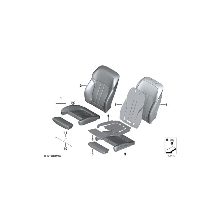 Genuine BMW 52107478175 G11 G32 G12 Comfort Seat Upholstery, Right CIS3 (Inc. 530i, 750iX & 640iX) | ML Performance UK