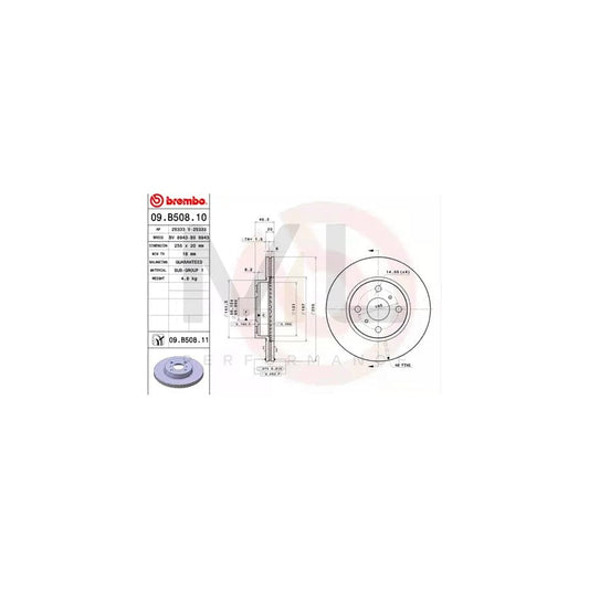 BREMBO COATED DISC LINE 09.B508.11 Brake Disc Internally Vented, Coated | ML Performance Car Parts