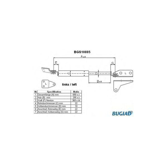 Bugiad BGS10885 Tailgate Strut For Suzuki Wagon R+ I Hatchback (Em)