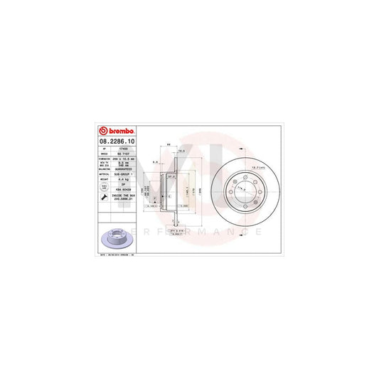 BREMBO 08.2286.10 Brake Disc Solid, with bolts/screws | ML Performance Car Parts