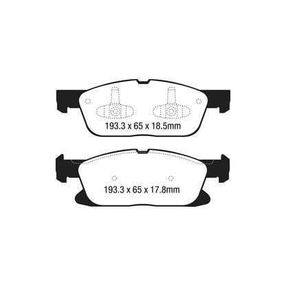 EBC PD01KF1760 Ford Greenstuff Front Brake Pad & Plain Disc Kit  - ATE Caliper (Inc. Edge, Galaxy Mk3, S-Max Mk2) 2 | ML Performance UK Car Parts