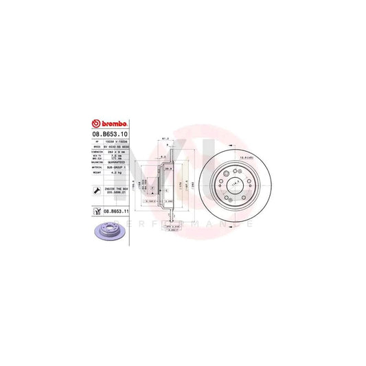 BREMBO COATED DISC LINE 08.B653.11 Brake Disc Solid, Coated, with bolts/screws | ML Performance Car Parts