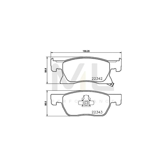 Hella 8DB 355 024-771 Brake Pad Set With Acoustic Wear Warning, With Accessories | ML Performance Car Parts
