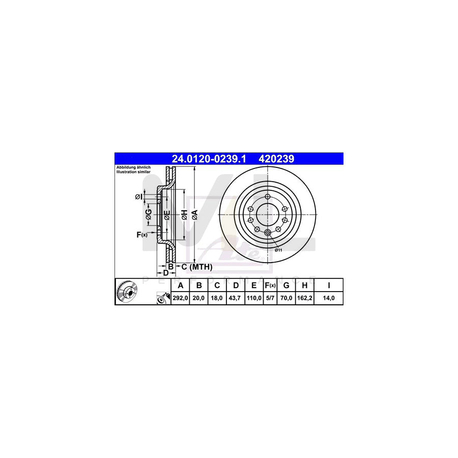 ATE 24.0120-0239.1 Brake Disc for SAAB 9-3 Vented, Coated | ML Performance Car Parts