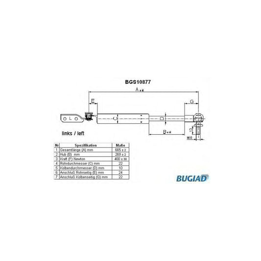 Bugiad BGS10877 Tailgate Strut For Subaru Legacy Ii Estate (Bg)