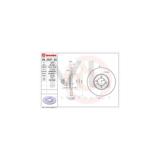 BREMBO 08.2557.50 Brake Disc Solid | ML Performance Car Parts