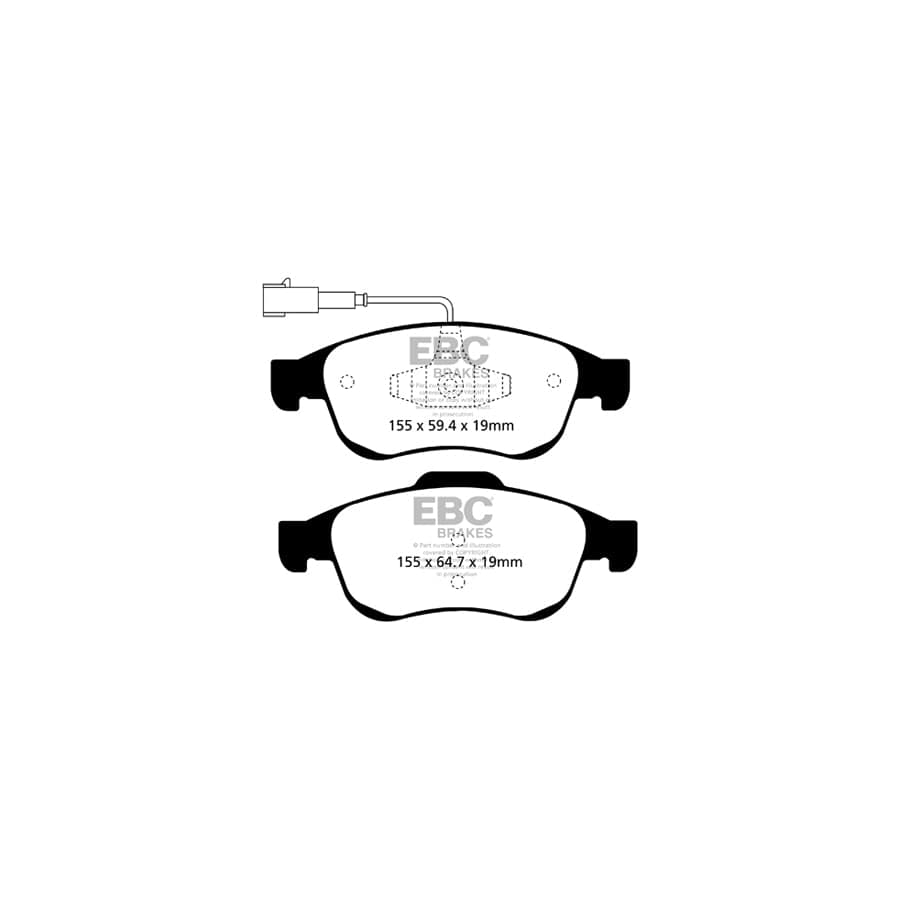 EBC PD03KF1441 Alfa Romeo Giulietta (940) Yellowstuff Front Brake Pad & Plain Disc Kit 2 | ML Performance UK Car Parts