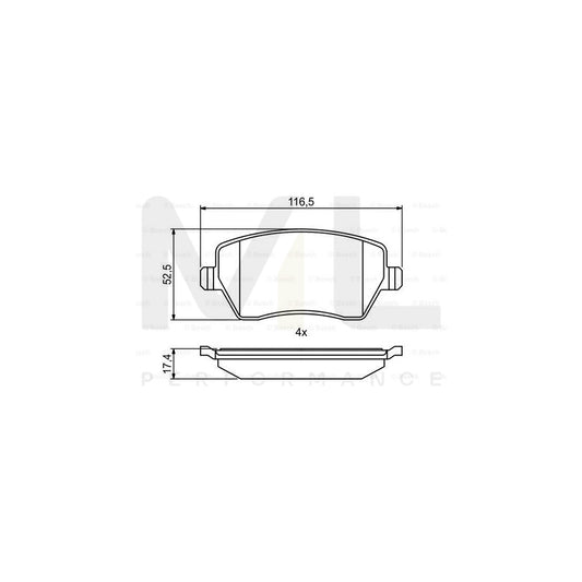 Bosch 0986494856 Brake Pad Set With Anti-Squeak Plate BP2030 | ML Performance Car Parts