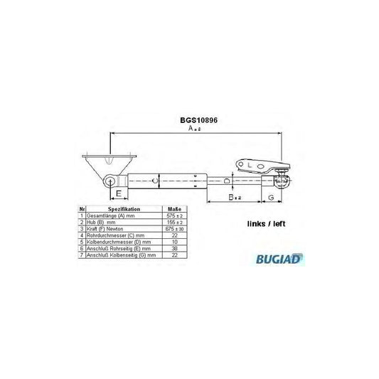 Bugiad BGS10896 Tailgate Strut For Toyota Picnic (Xm10)