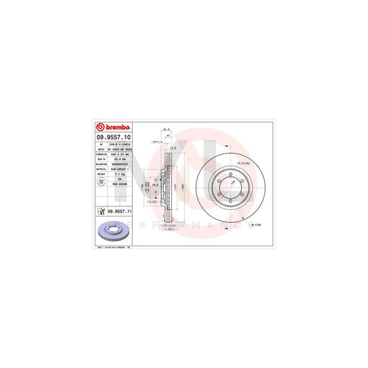 BREMBO 09.9557.10 Brake Disc for HYUNDAI TERRACAN Internally Vented | ML Performance Car Parts