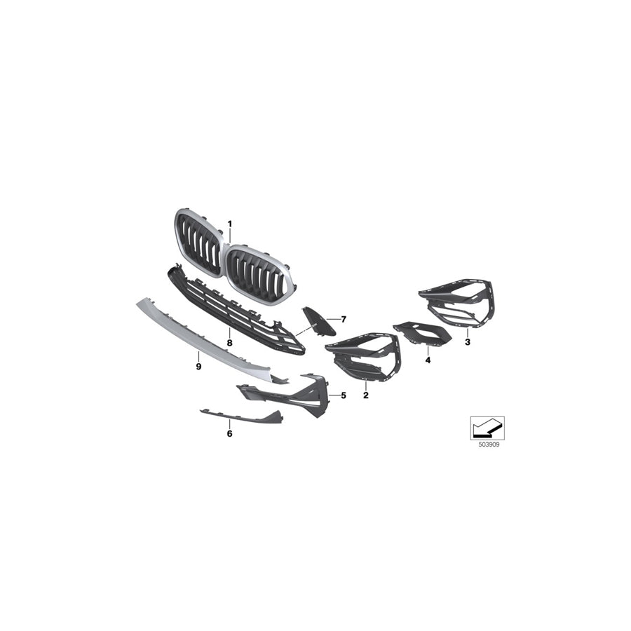 Genuine BMW 51117954254 F48 Trim On Grill, Side, Right BASIS (Inc. X1 18d, X1 25iX & X1 18dX) | ML Performance UK