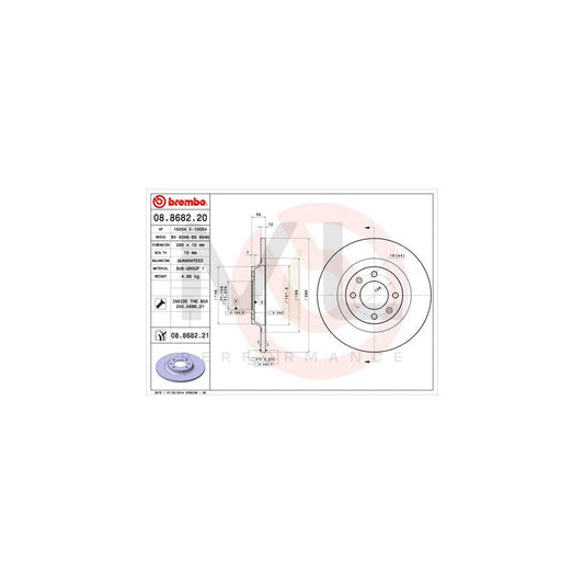 BREMBO 08.8682.20 Brake Disc Solid, with bolts/screws | ML Performance Car Parts