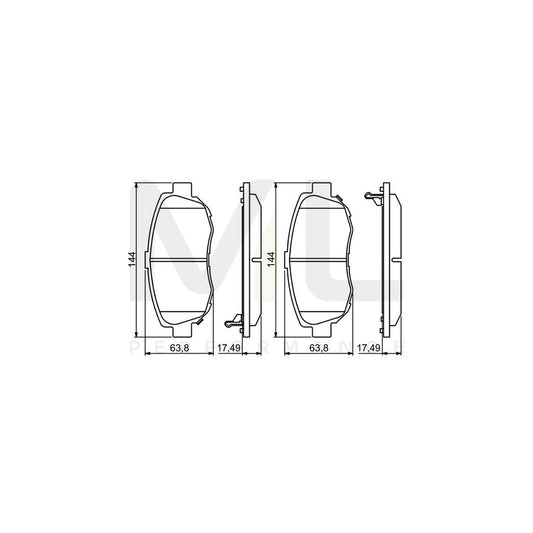 Bosch 0986494211 Brake Pad Set With Acoustic Wear Warning, With Anti-Squeak Plate BP1147 | ML Performance Car Parts
