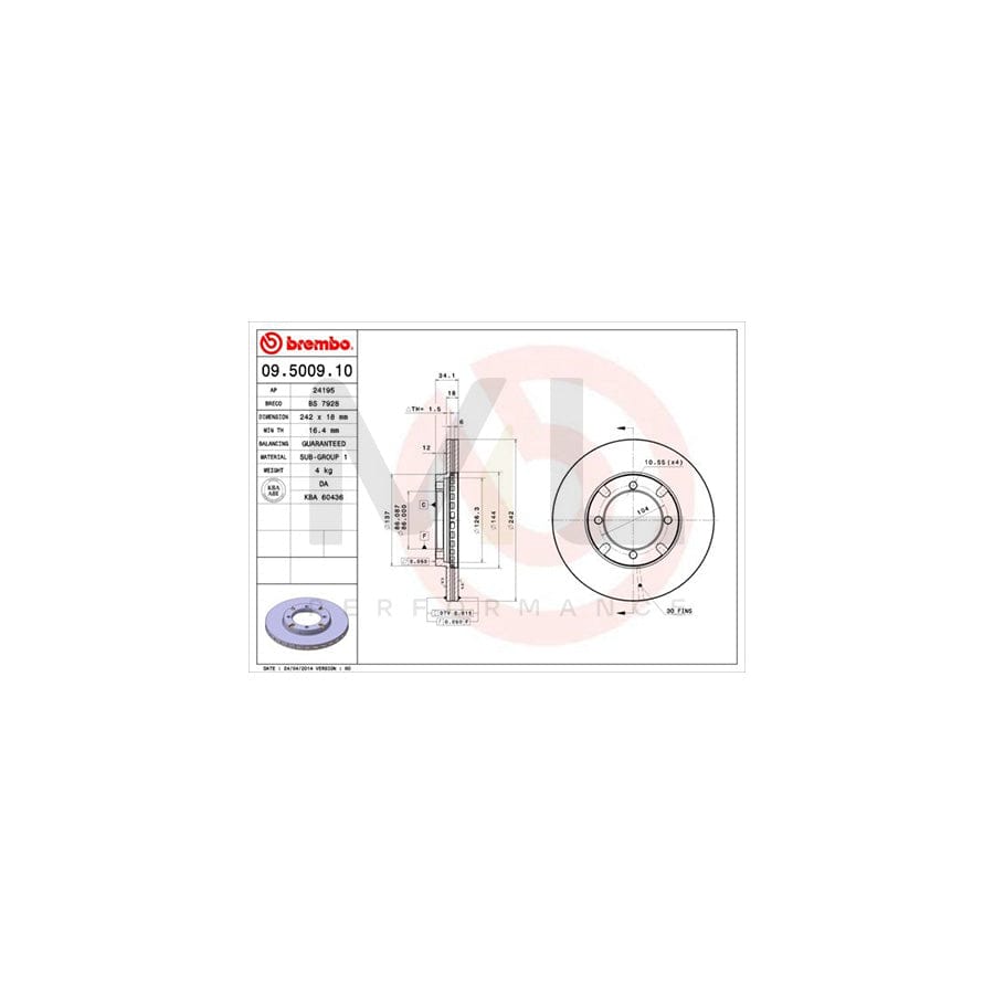 BREMBO 09.5009.10 Brake Disc Internally Vented | ML Performance Car Parts
